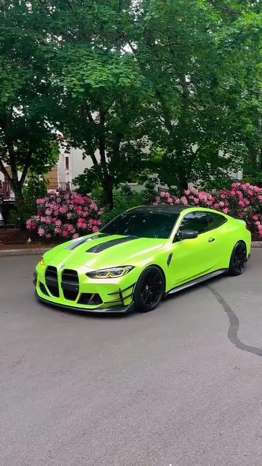 Lime green BMW M4 front
