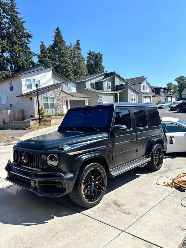 Mercedes G-Wagon after a mobile detail in the driveway